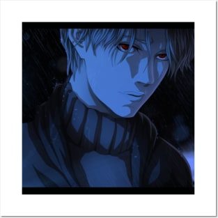 Johan Liebert – Monster by Naoki Urasawa (Blue) Posters and Art